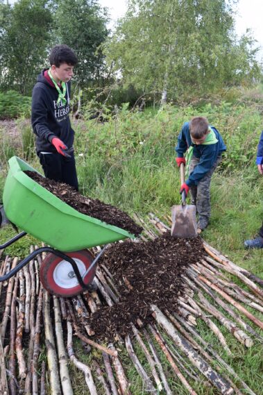 Scout's working on footpaths at Crowle Moors