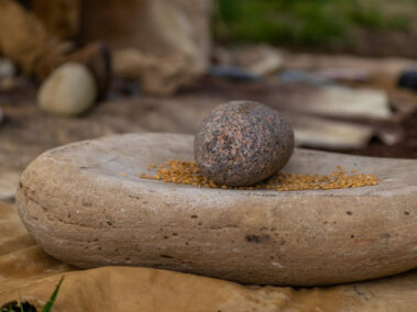 Crushing grain equipment - part of the display for the Neolithic trackway event