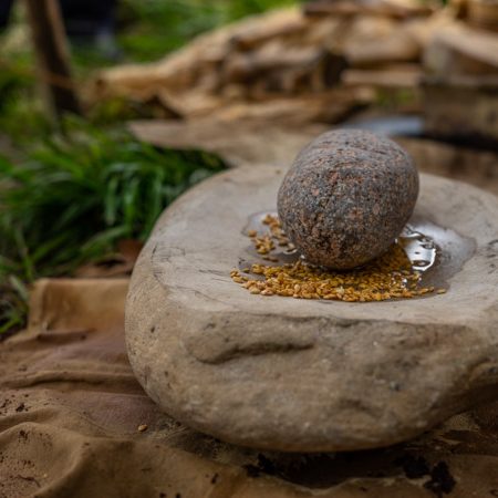 Rock crushing equipment - part of the Neolithic trackway event