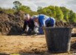 Volunteers undertaking archaeological activities on the 'Presenting the Past' big dig