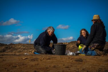 Volunteers undertaking archaeological activities on the 'Presenting the Past' big dig