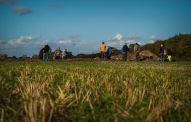Volunteers undertaking archaeological activities on the 'Presenting the Past' big dig