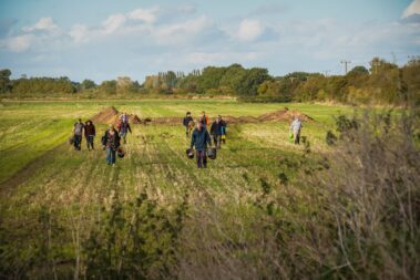 Volunteers undertaking archaeological activities on the 'Presenting the Past' big dig