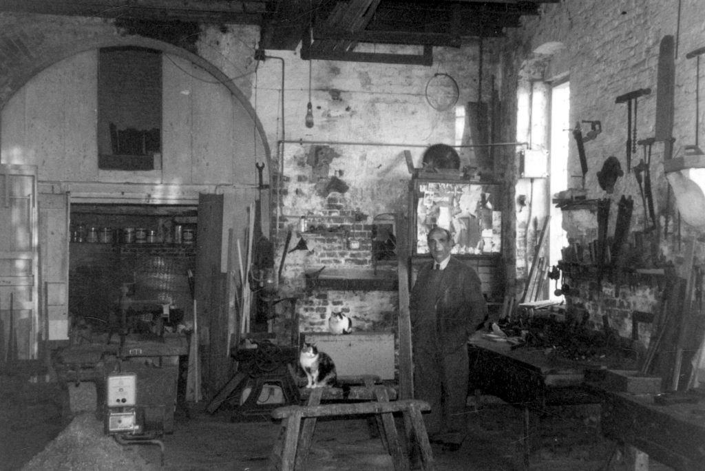 Workshop interior; at the west end of a warehouse of Crooked Billet Inn, Silver Street, Owston Ferry