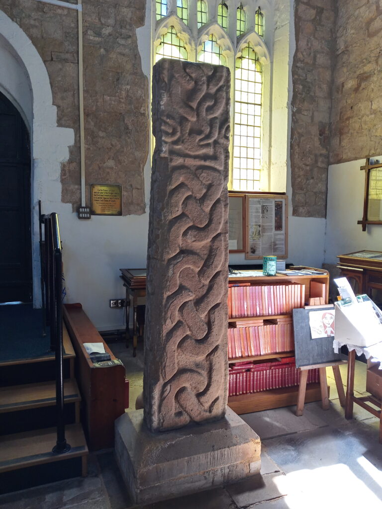 This is a fragment of an Anglo-Scandinavian cross shaft or monument.