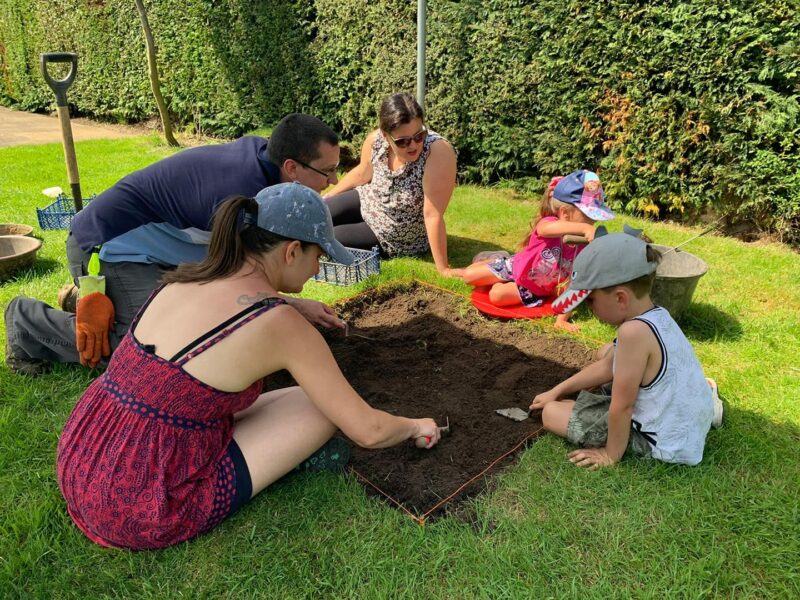 Belton Test Pits Family taking part in test pitting