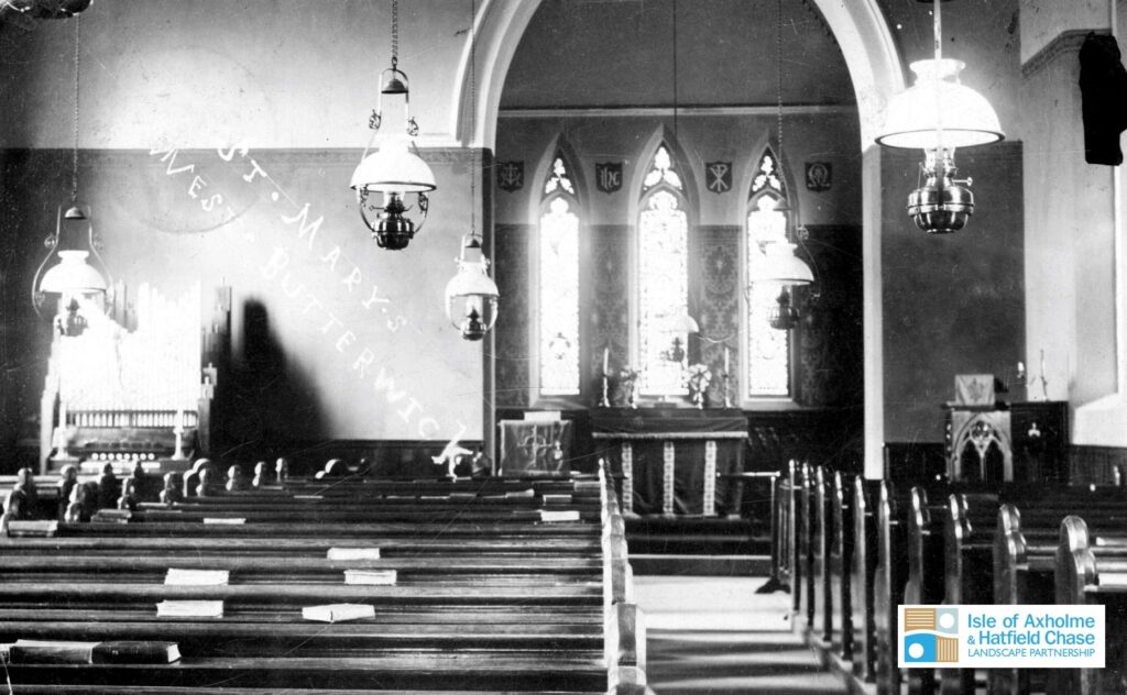 Here we can see an interior view of St. Marys church, West Butterwick taken in 1907